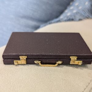 Vintage MINI Leather Briefcase Salesman Sample Calculator Card Holder, No Calc